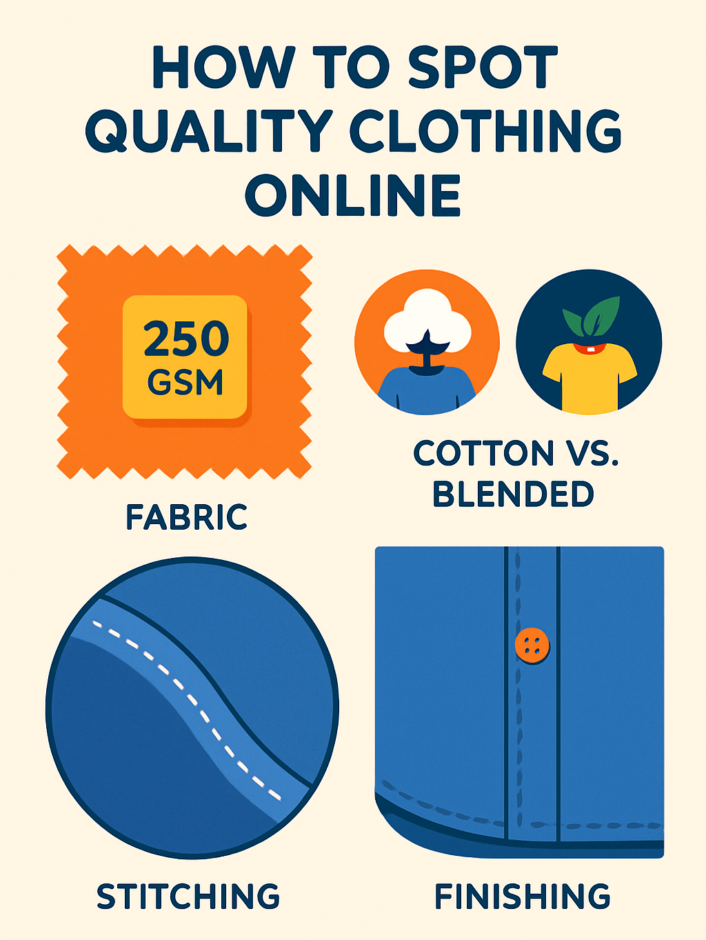 Steps to Spot Quality Clothing Online: GSM, Fabric, and Finishing Explained
